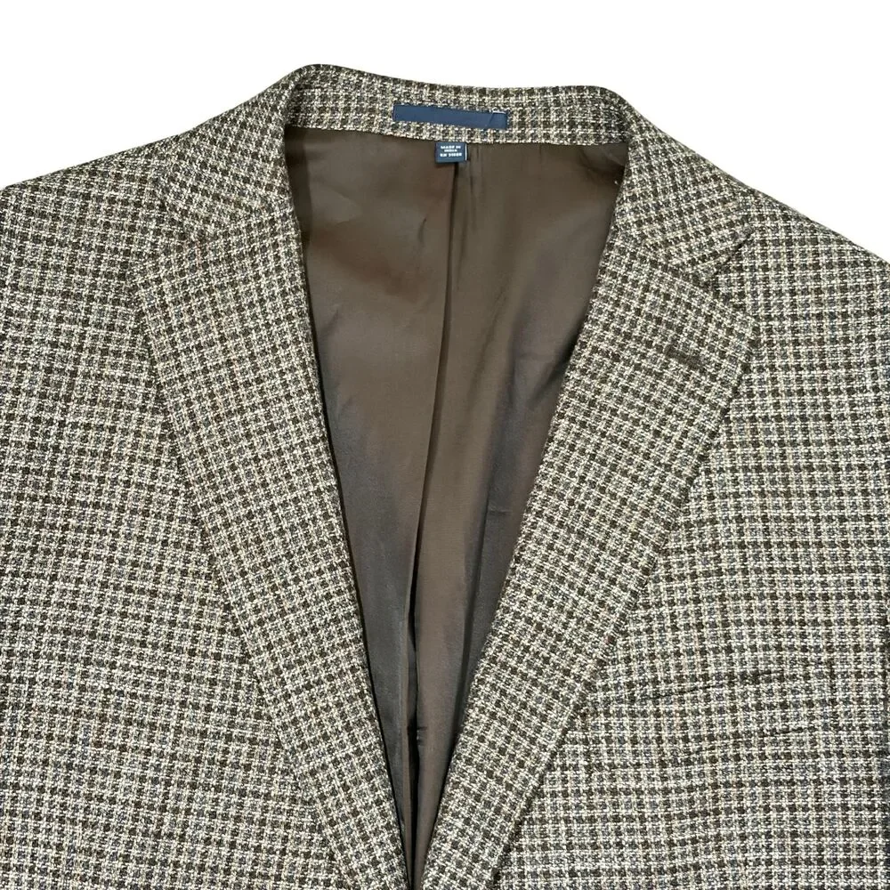 Jos A Bank 1905 48R Brown Check Relaxed Soft Shoulder Blazer Jacket Sport Coat
